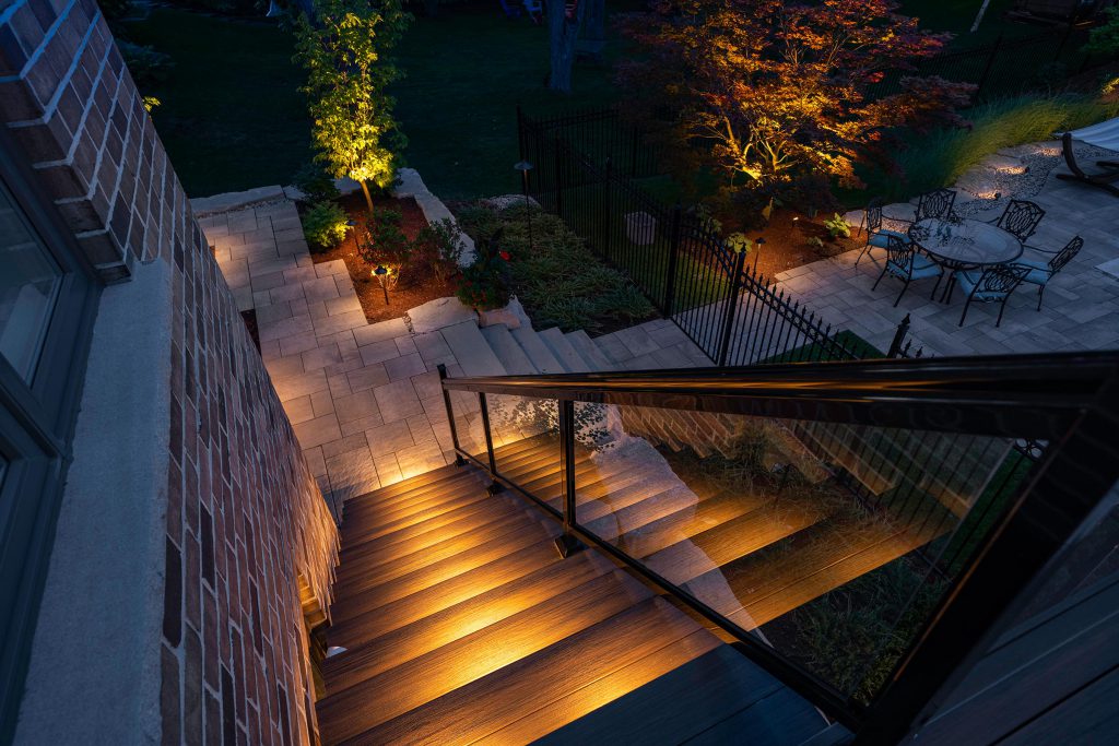 Outdoor Lighting patio, pathways and stairs for safety and aesthetics